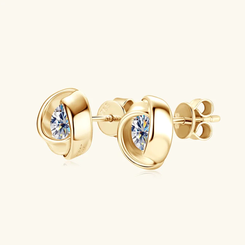 5mm 0.5CT D Color Moissanite Studs Earrings 925 Silver Cute Flower Earrings for Women Men LOVER'S 14K Gold Plated Jewelry