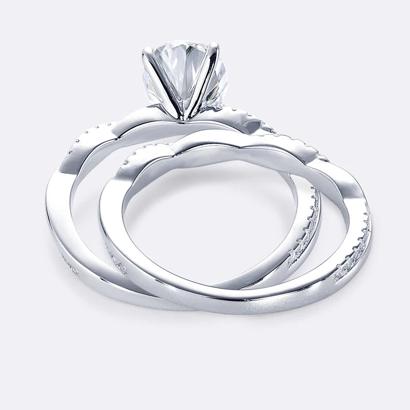 Original 925 Sterling Sliver Bridal Ring Set 2.0 Carat Oval Moissanite Engagement Wedding Promise Bands Jewelry for Women