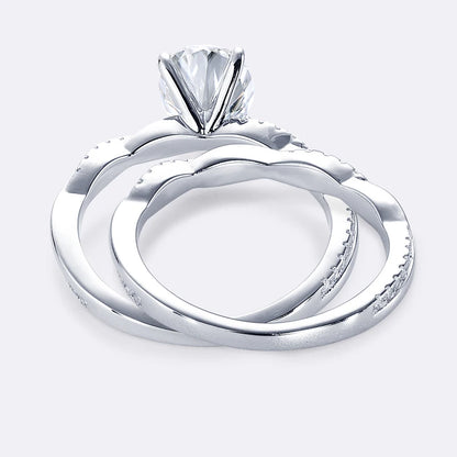 Original 925 Sterling Sliver Bridal Ring Set 2.0 Carat Oval Moissanite Engagement Wedding Promise Bands Jewelry for Women