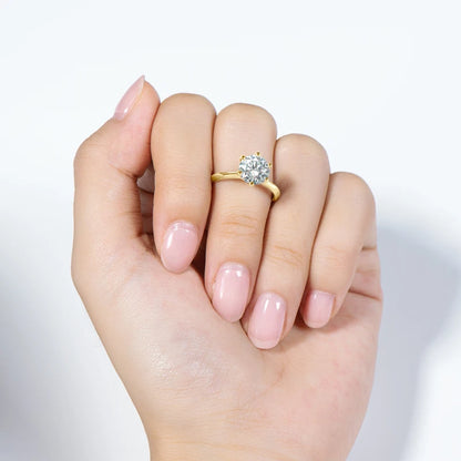 0.5-3.0CT Moissanite Solitaire Ring Silver 925 14K Gold Plated Wedding Engagement Band For Women Jewelry with Certificate
