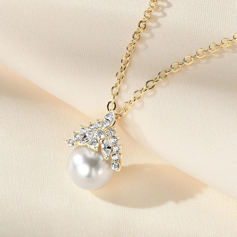 7-8mmFreshwater Pearl Crown Pendant Necklace s925 Silver Adjustable Chain Luxury Fine Jewelry for Women Gift 2025 Trendy