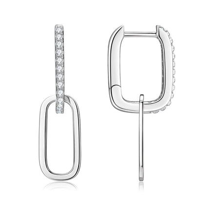 Paperclip Drop Link Earrings Detachable Hoops for Women Silver 925 Moissanite Huggie Earring Piercing Wedding Jewelry Gift