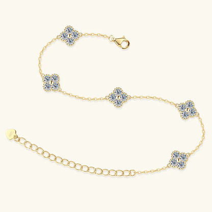 2025 New 925 Silver Flower Clover Bracelet Moissanite 3mm for Women 18k Gold Plated Fine Jewelry GRA Certified Lab Diamond