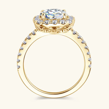 Real 2CT 8mm Round Moissanite Square Ring 925 Sterling Silver Luxury Brilliant Diamond Wedding Finger Rings Band For Women