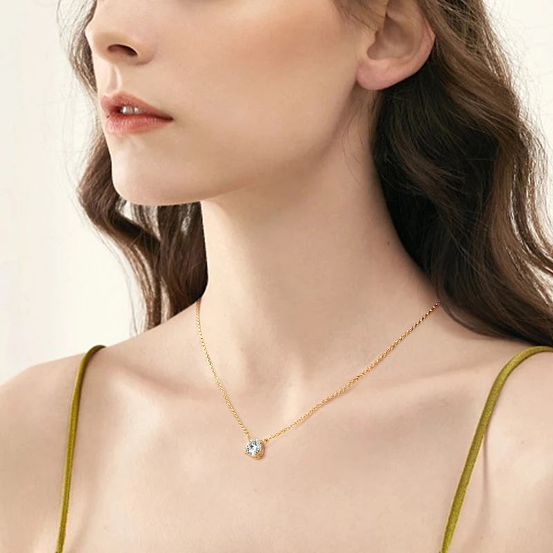 Original 3CT 1CT 2CT Moissanite Necklace Real 925 Silver Chain 6.5-9mm Solitaire Pendant Necklaces For Women Jewelry Gifts