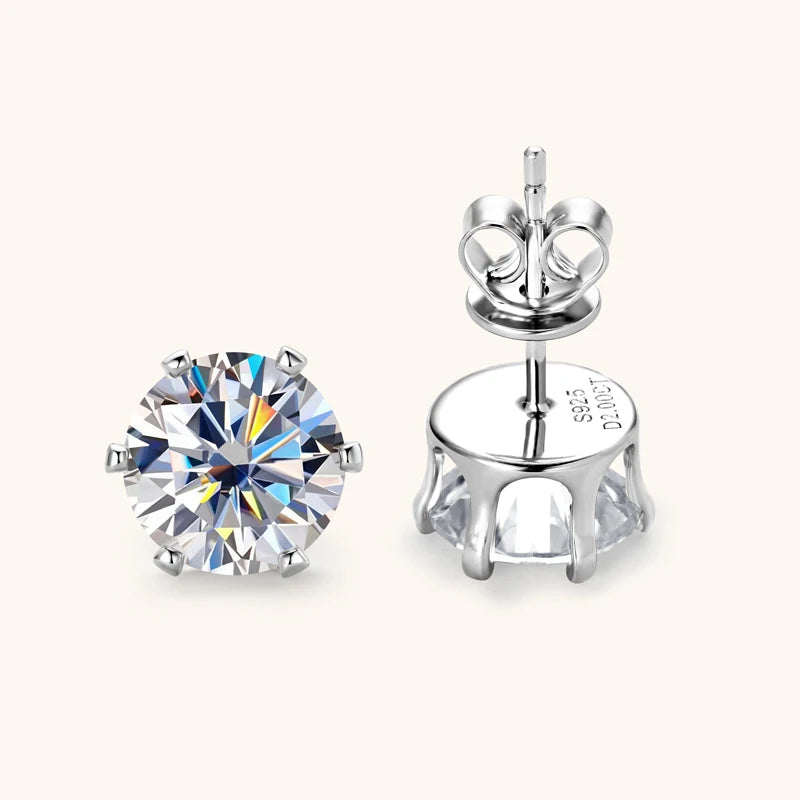Stud Earrings for Men Women Real D Color Moissanite 3mm-9mm Multiple Sizes Earring 925 Silver Jewelry Girls Gift Certified