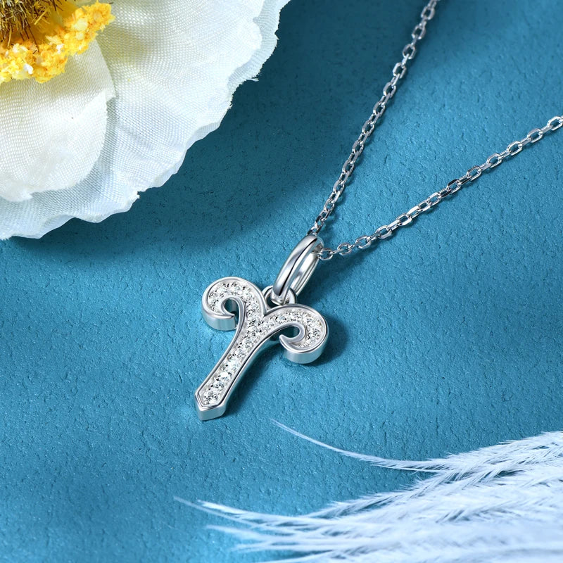 925 Sterling Silver Zodiac Sign 12 Constellation Pendant Micro-Set 1mm Moissanite Necklace Charm For Women Jewelry Birthday Gift