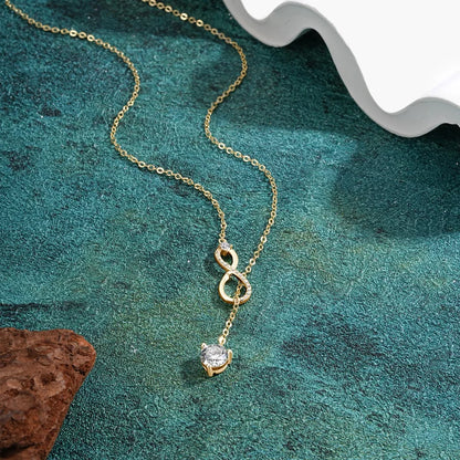 925 Silver Infinity Necklace for Women 6.5mm D Color Moisasnite Pendant Y Shape Necklaces Anniversary Wedding Jewelry Gift
