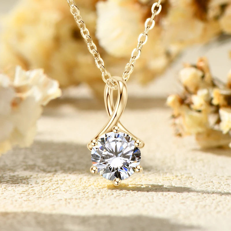 100% 925 Silver 1 Carat Moissanite Drop Pendant Infinity Necklace Certified Jewelry Gift for Women Birthday Anniversary