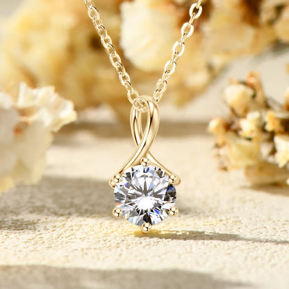 100% 925 Silver 1 Carat Moissanite Drop Pendant Infinity Necklace Certified Jewelry Gift for Women Birthday Anniversary