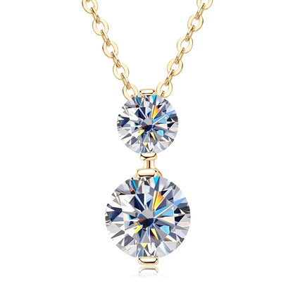 925 Silver Sparking 1.7cttw. Two-stone Moissanite Pendant Necklace for Women Choker 2024 Trend Neck Jewelry Valentine Gift