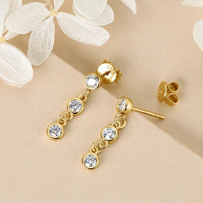 Long Chain Link Hanging Earrings Silver 925 2-3mm Moissanite Drop Earring Piercing Ear for Women Gold Paletd Jewelry Gift