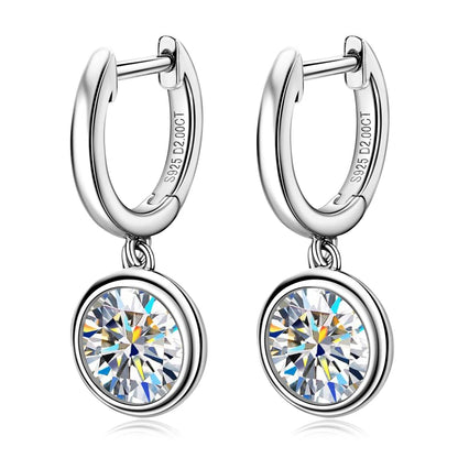 2023 Trend Women's Gold Hoop Earrings Genuine 925 Silver 1CT 2CT Moissanite Drop Earring Wedding Jewelry With Certificate