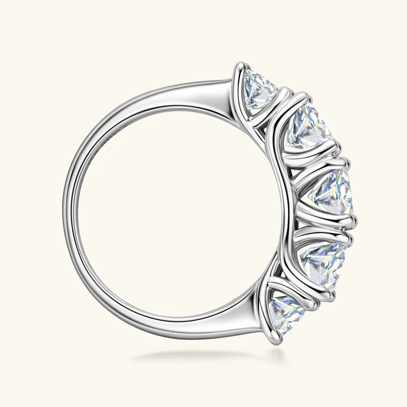 3.60CTW All Moissanite Diamond Ring Sparking D Color 5 Stones Wedding Engagement Band For Women 925 Silver Promise Jewelry