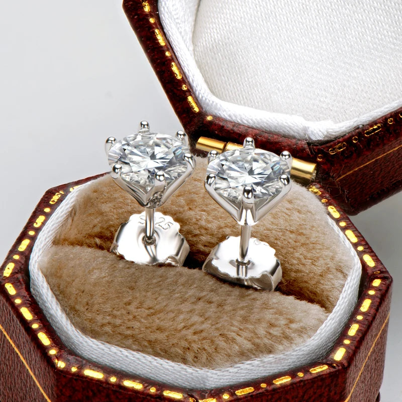 Original 1CT 2CT 3CT D Color Moissanite Earrings for Men Women Real Silver 925 Piercing Stud Earrings Jewelry GRA Certificate
