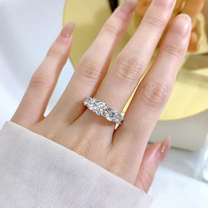 3.60CTW All Moissanite Diamond Ring Sparking D Color 5 Stones Wedding Engagement Band For Women 925 Silver Promise Jewelry