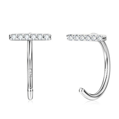 2025 Trendy 1mm Moissanite Stud Earrings 925 Sterling Silver for Women Simple Piercing Ear Earrings Cuff Fine Jewelry Gift
