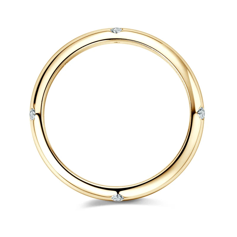 925 Sterling Silver Ring 18k Gold Plated D Color Round Moissanite Ring Promise Bands for Women Daily Jewelry Certificate