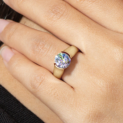 Real 925 Silver 2 Carat Moissanite Wedding Ring For Women Solitaire Promise Finger Ring Certified Jewelry 18K Gold Plated