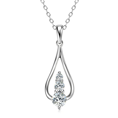 2024 Waterdrop Pendant Necklace 18k Gold Plated 3 Stones Moissanite Clavicle Real 925 Silver Chain for Women Jewelry Gifts