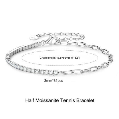 3mm D VVS1 Full Moissanite Tennis Bracelets for Women Men Couples Real 925 Sterling Silver Bracelet 14K Gold Plated Gifts