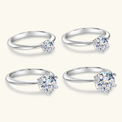 0.5CT-3.0CT Moissanite Solitaire Ring 925 Silver Plated White Gold Engagement Wedding Band For Women Certified Finger Ring