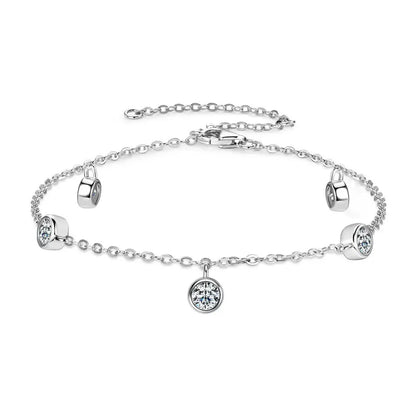 2025 New 4mm Bezel Moissanite Bracelet 925 Silver Adjustable Chain Fashion Bracelets for Women Hand Jewelry Valentine Gift