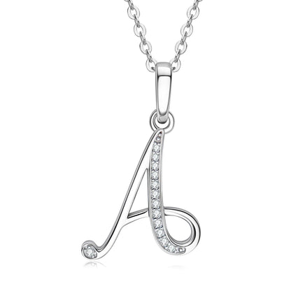 Name Necklace 26 Letter Initial Moissanite Pendant Real Silver 925 for Couples Women Men Valentine's Day Gift Fine Jewelry