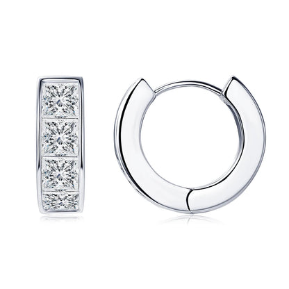 3.20CTTW Princess Cut Moissanite Hoop Earrings 100% 925 Silver for Women Jewelry Small Hoops Huggie Inner Diameter 11mm