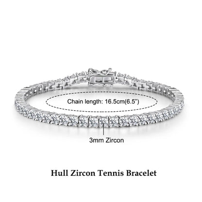 3mm 5mm D VVS1 Moissanite Tennis Bracelet Plated 18k White Gold s925 Sterling Silver Bracelets for Couples Women Man & GRA