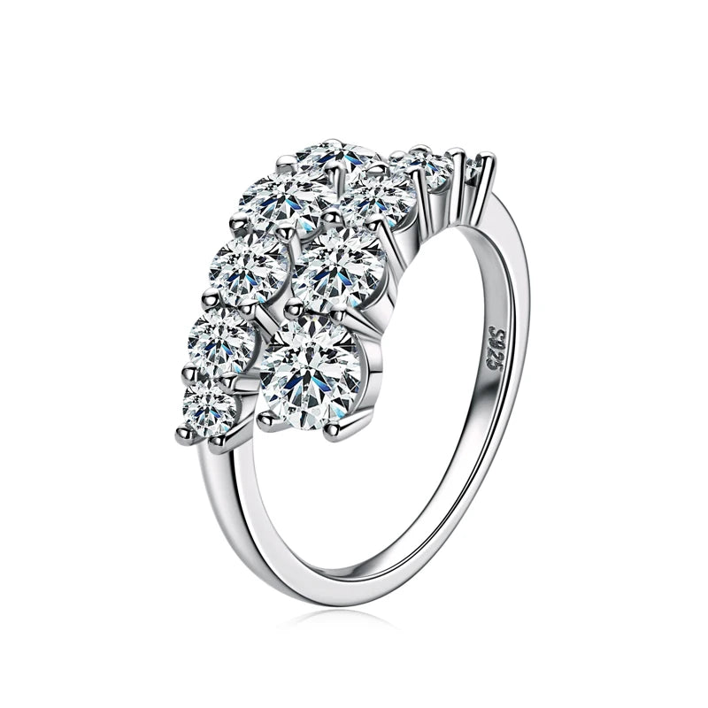 925 Silver Moissanite Rings Woman Bands 10 Stones 3.26cttw Sparkling Diamond Twist Shank Wedding Ring Engagement Jewelry