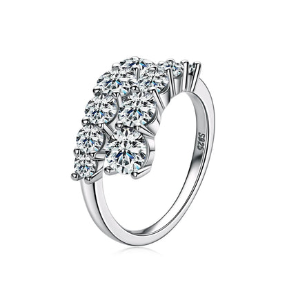925 Silver Moissanite Rings Woman Bands 10 Stones 3.26cttw Sparkling Diamond Twist Shank Wedding Ring Engagement Jewelry