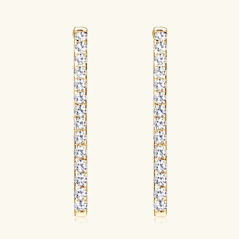 Open Hoop Paperclip Earrings 1mm Moissanite Stud Earring 925 Silver for Women 2024 Fashion Christmas Gift Jewelry Original