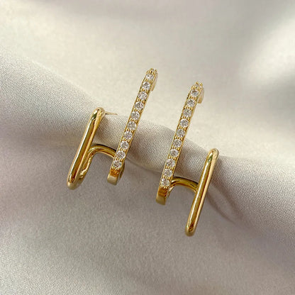 Niche Luxurious Irregular Earrings for Women Moissanite Diamond U-shaped Ear Cuff Stud Earrring 925 Sterling Silver Korean