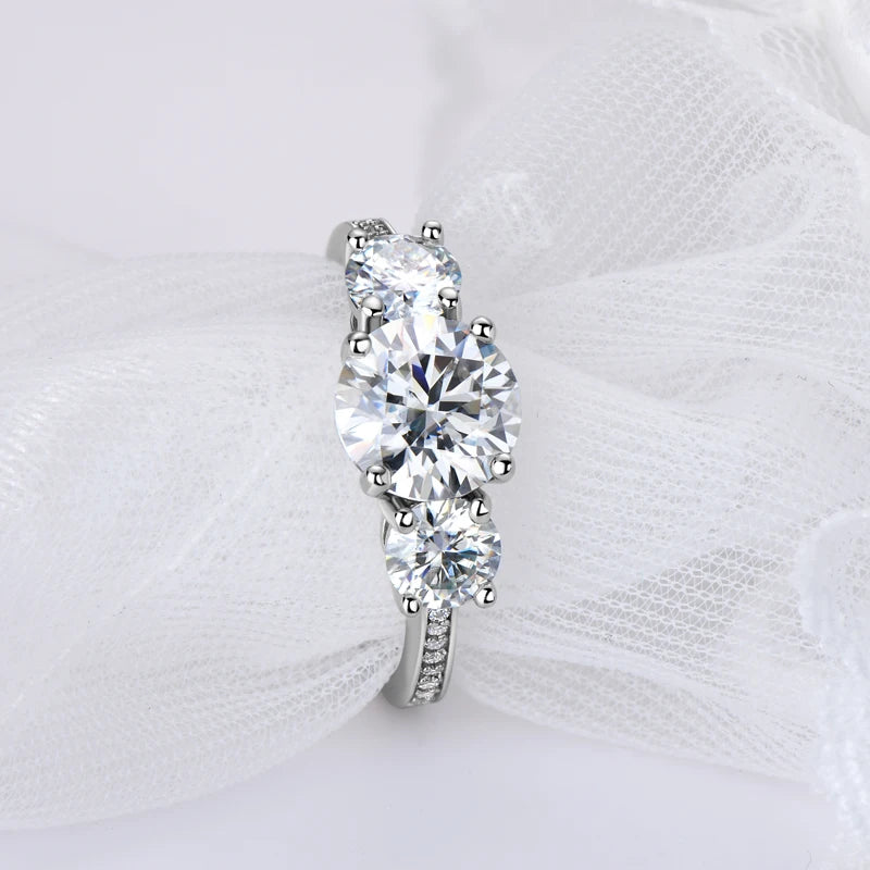3-stone Real 3.6CT Moissanite Wedding Rings for Women 100% S925 Silver Engagement Promise Band Fine Accessories Jewelry
