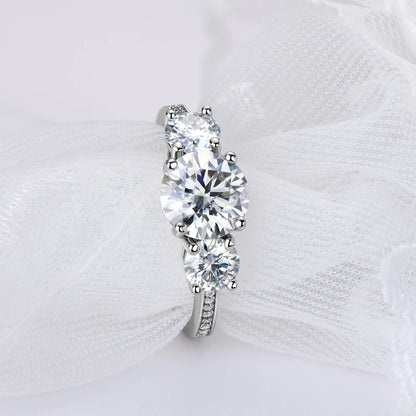 3-stone Real 3.6CT Moissanite Wedding Rings for Women 100% S925 Silver Engagement Promise Band Fine Accessories Jewelry