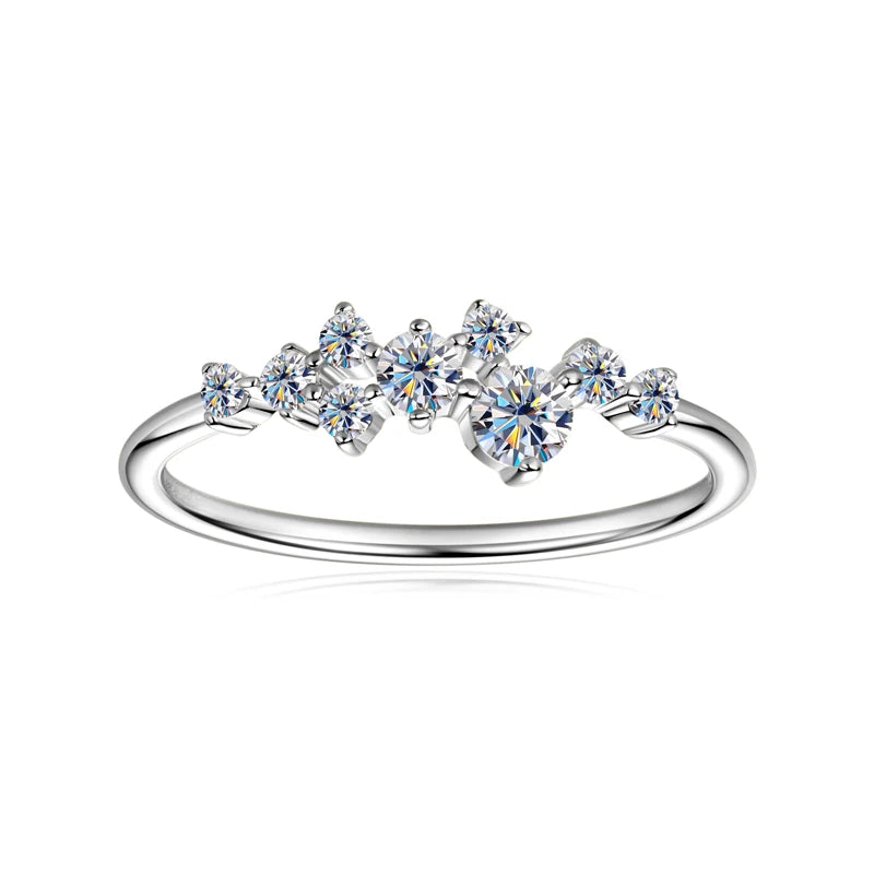 Real 925 Sterling Silver Moissanite Engagement Ring for Women Dainty Thin Finger Rings Gold Color Jewelry Accessories Gift