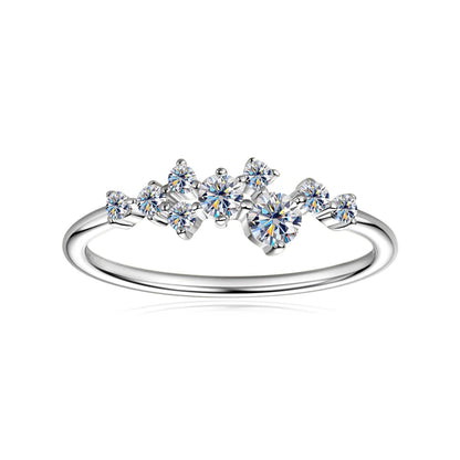 Real 925 Sterling Silver Moissanite Engagement Ring for Women Dainty Thin Finger Rings Gold Color Jewelry Accessories Gift