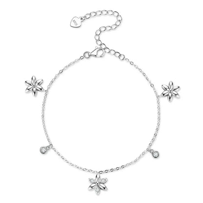 2024 Trendy Moissanite Flower Bracelet Real 925 Silver 18k Gold Plated Adjustable Chain Bracelet for Women Wedding Jewelry
