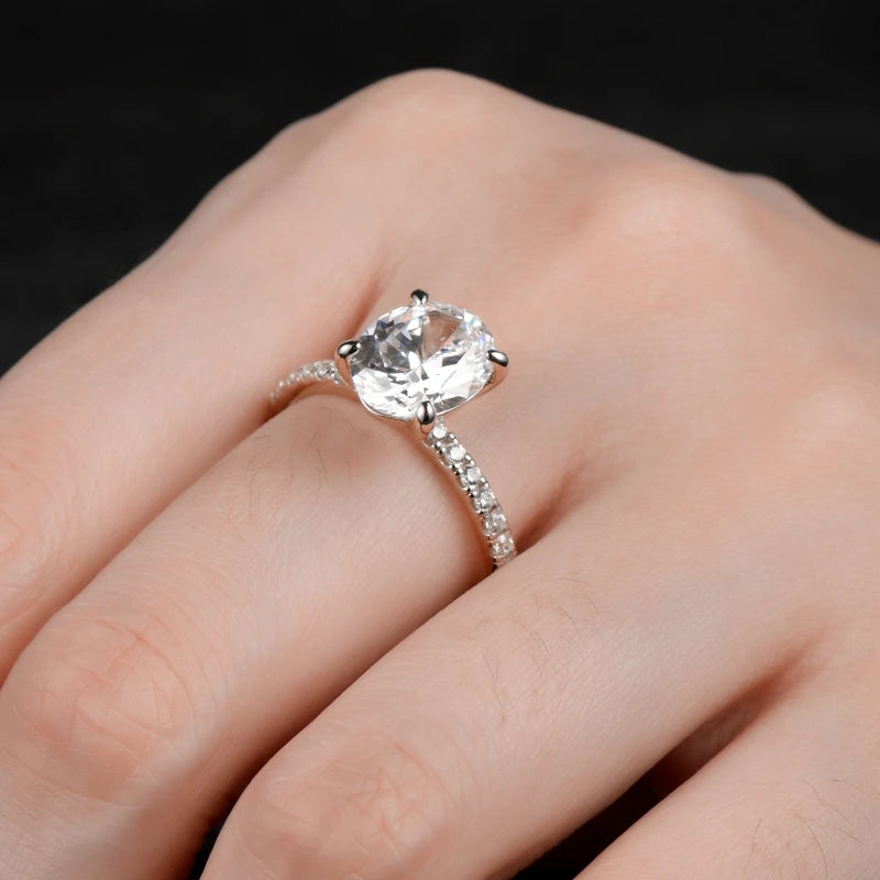 Classic Engagement Wedding Ring for Women S925 Silver Oval Cut 10x8mm 5A Cubic Zirconia Finger Ring Big Lab Diamond Band