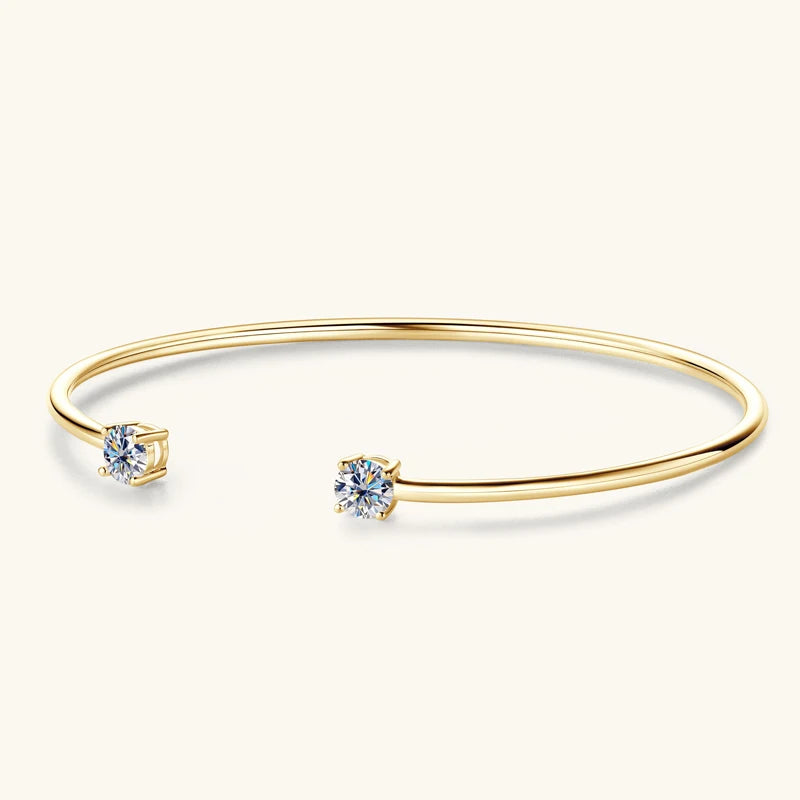 5mm 0.5CT D VVS1 Moissanite Bangle Cuff Real 925 Sterling Silver Bracelet for Women Hand Opening Cuffs Fine Jewelry Gifts