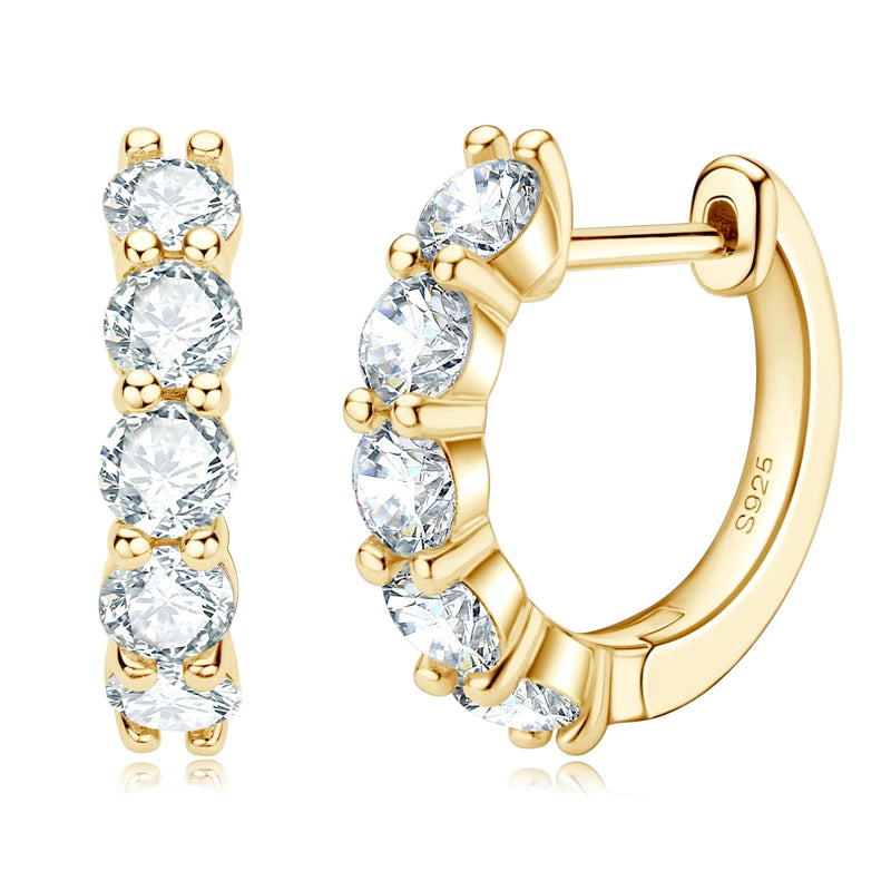 14k Gold Plated Hoop Earrings for Women 3.5mm D Color 925 Sterling Silver Moissanite Diamond Huggie Earring Girls Jewelry