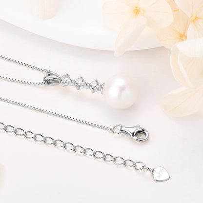 Natural Freshwater Pearl Moissanite Pendant Necklace Real Silver 925 Wedding Engagement Fine Jewelry for Women Gift 45+5cm