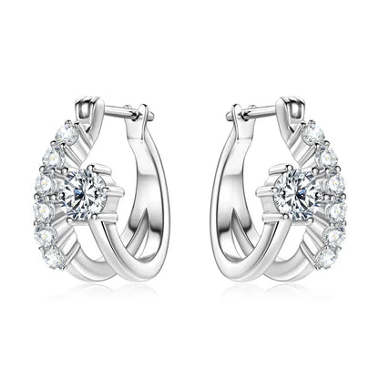 925 Silver 4mm Moissanite Earrings Trendy Split Hoop Earrings For Women Girl Sparking Jewelry GRA Christmas Valentine Gift