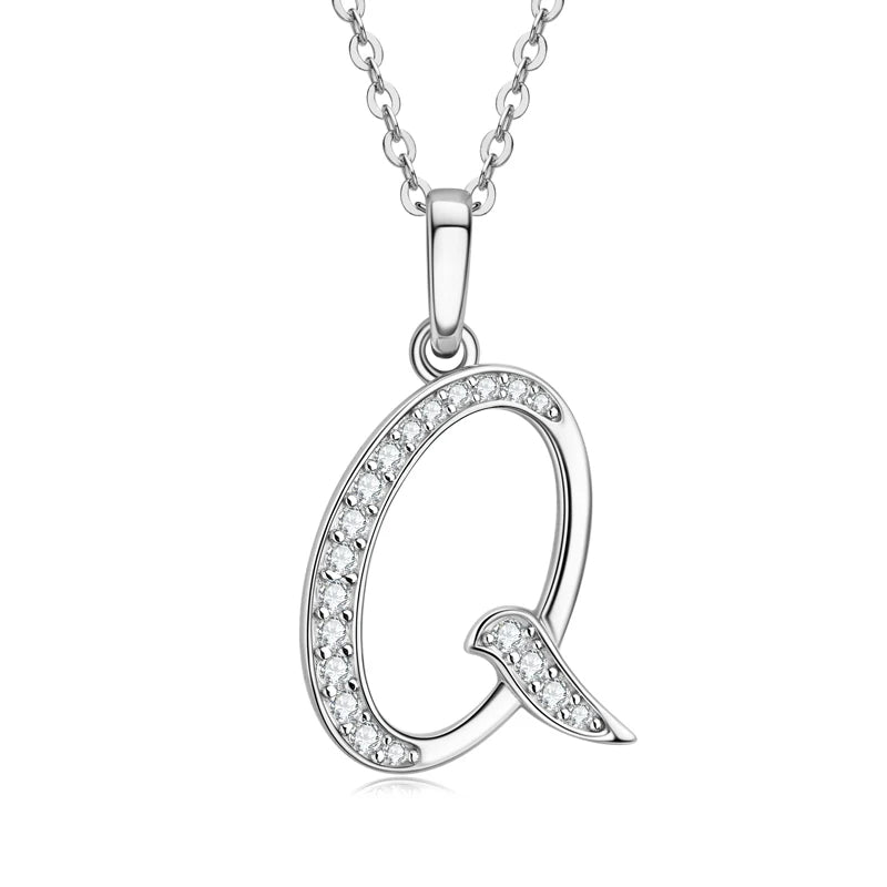 Name Necklace 26 Letter Initial Moissanite Pendant Real Silver 925 for Couples Women Men Valentine's Day Gift Fine Jewelry