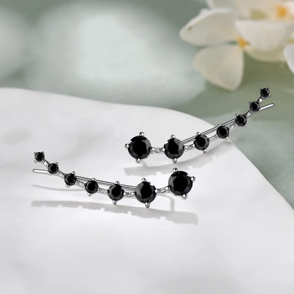 925 Silver Full Moissanite Earrings Climber 7 Star Crawler Stud Ear Cuff for Women Black White Moissanite Jewelry Gifts
