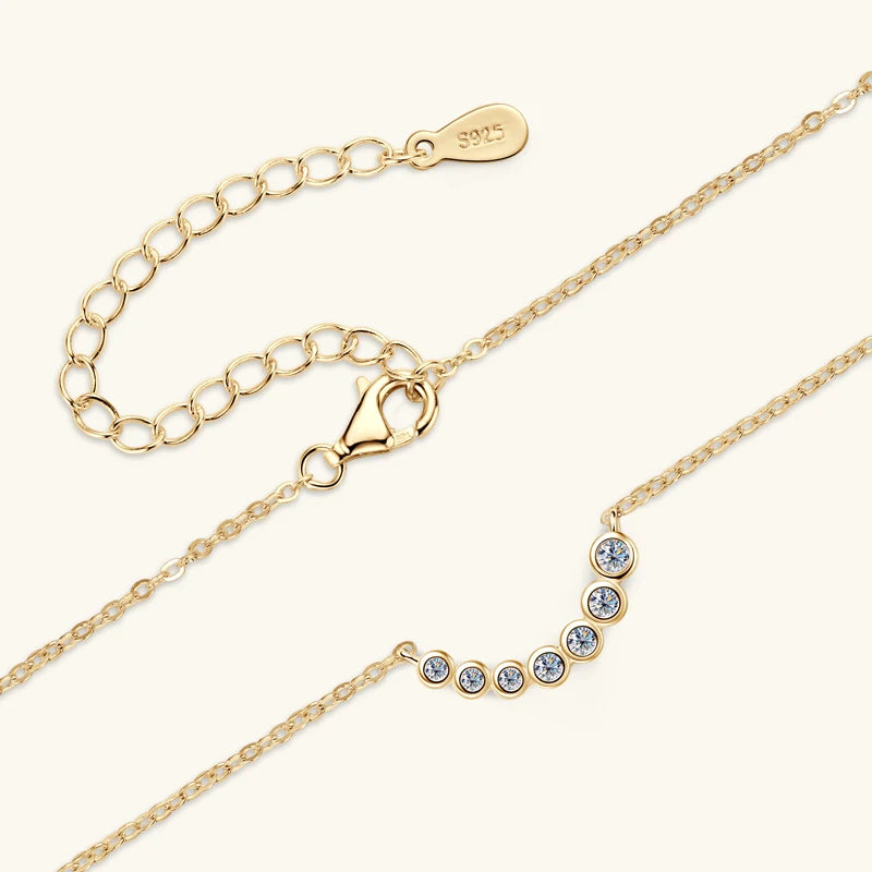 D0.17CT Moissanite 7 Stones Pendant Necklace for Women 18k Gold Plated 925 Silver Adjustable Chain Fine Jewelry Gifts S925