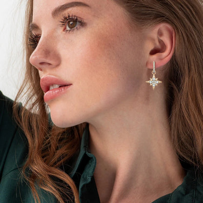 100% 925 Silver Jewelry Charm Guide Star Drop Earrings Moissanite Piercing Hoop Earrings for Women with GRA Certificate