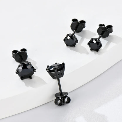 6.5MM 2CTW. Black Moissanite Stud Earrings For Women and Men 925 Silver Black Earrings 0.5ct 1ct Round Cut Lab Diamond 5mm