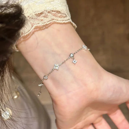 GRA Certified Moissanite Bracelet 925 Sterling Silver Women's Clover Flower Bracelets Adjustable S925 Chain Trendy Jewelry